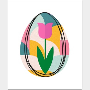 Colorful Egg and Tulip Flower Posters and Art